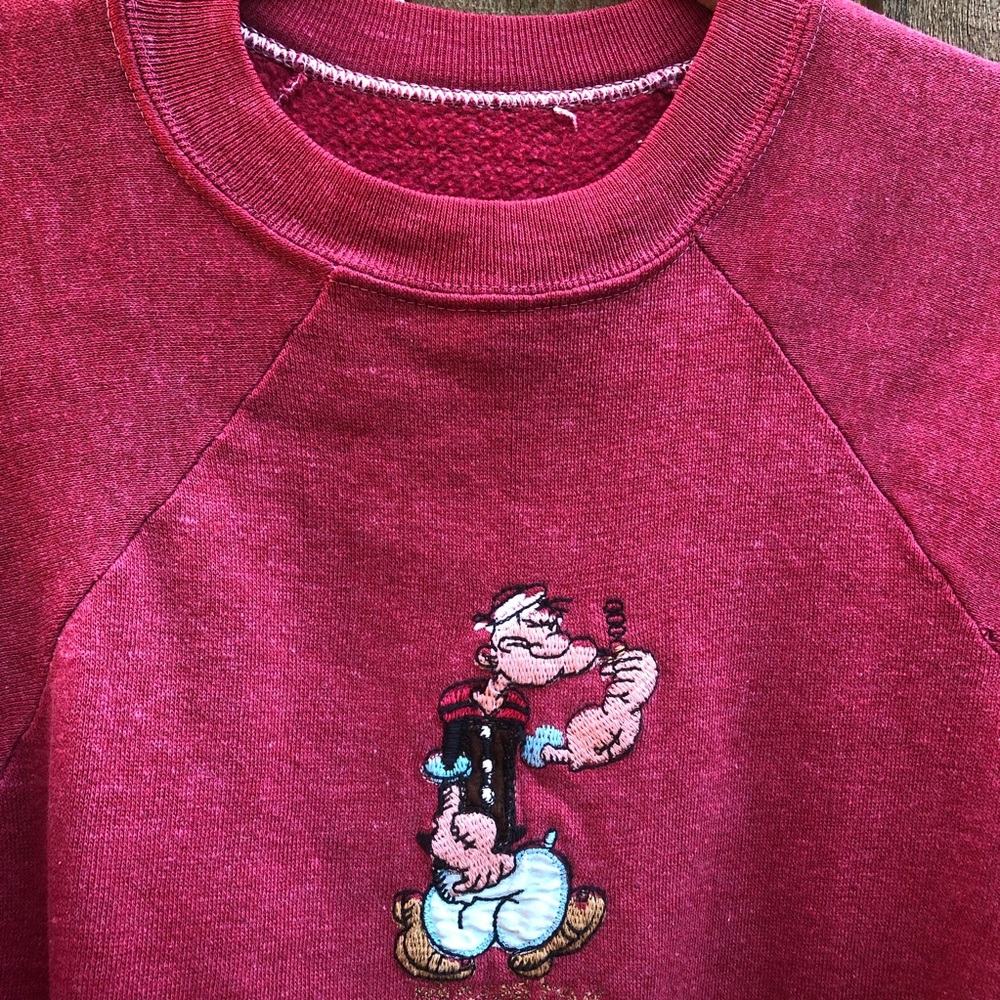 Vintage Embroidered Popeye Adult Small Crew Neck - Picture 5 of 7